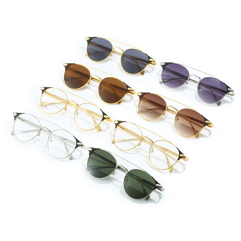 Women's round vintage sunglasses with high-quality metal frame and durable design Kalsten