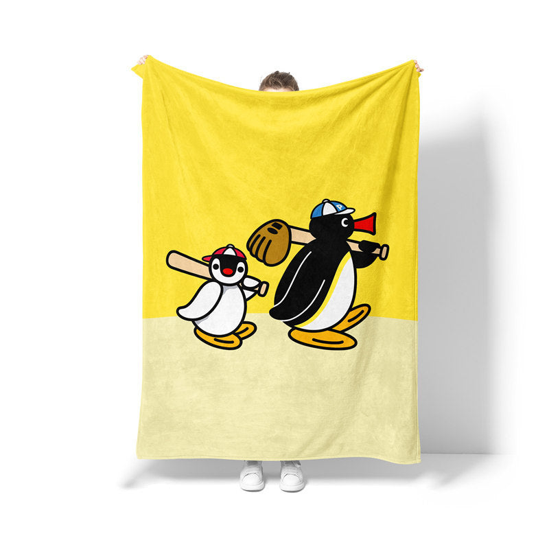 Fun Illustrated Penguin Plush Throw Blanket