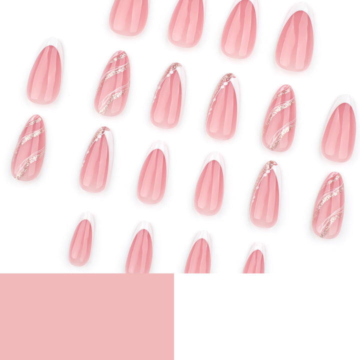Elegant French-Tip Artificial Nails with Glitter Accents Kalsten