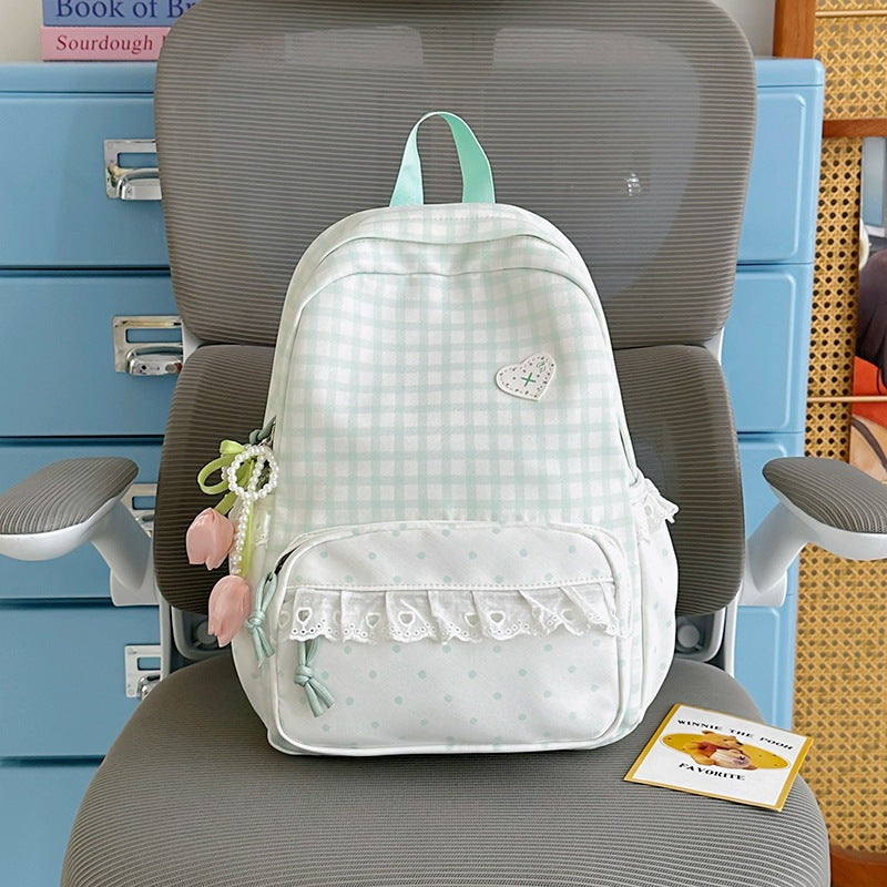 Charming Gingham Pattern School Backpack