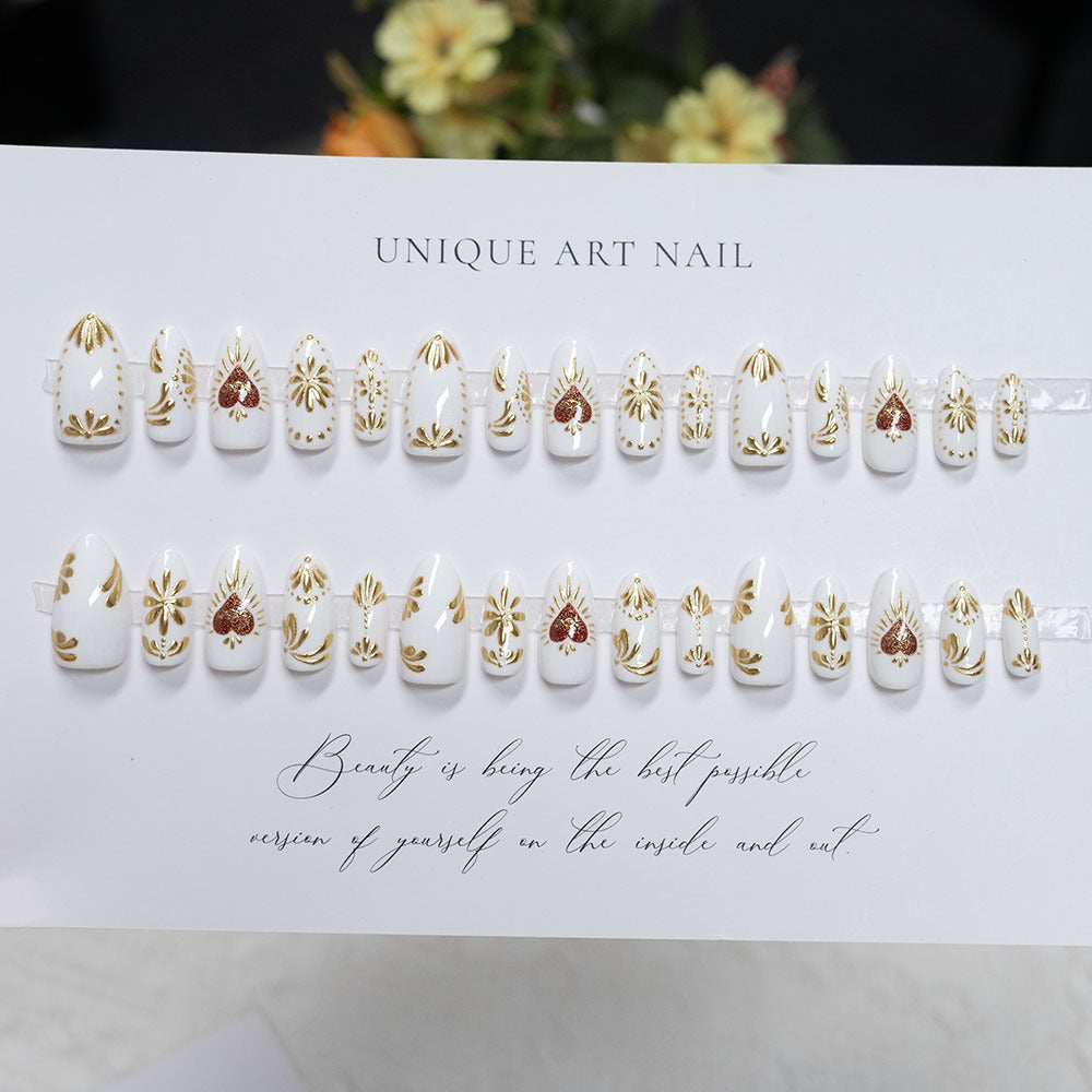 Heart-Embellished Press-On Nail Set