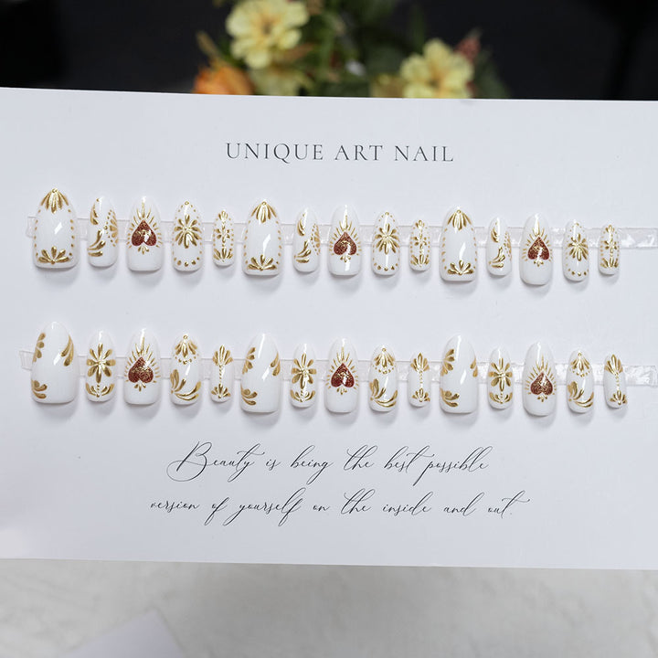 Heart-Embellished Press-On Nail Set