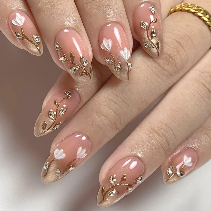 Art Nail Set with Elegant Floral Decorations Kalsten