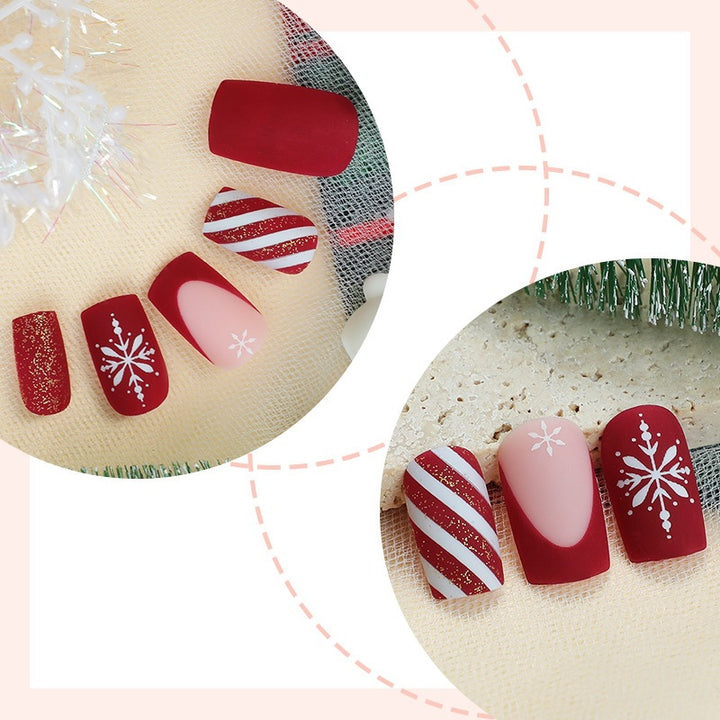 Artificial nail set with festive holiday motifs and sparkling accents Kalsten