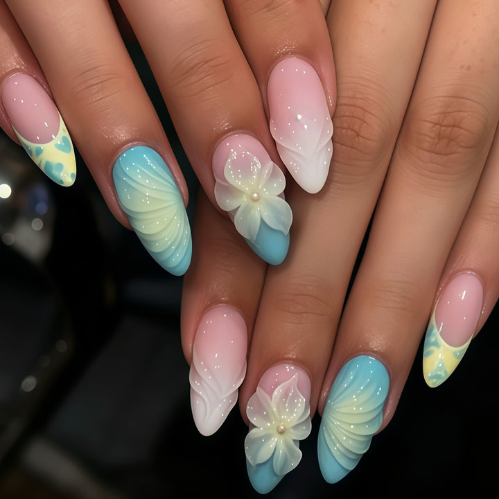 Elegant Floral Sculpted Nail Art Tips Kalsten