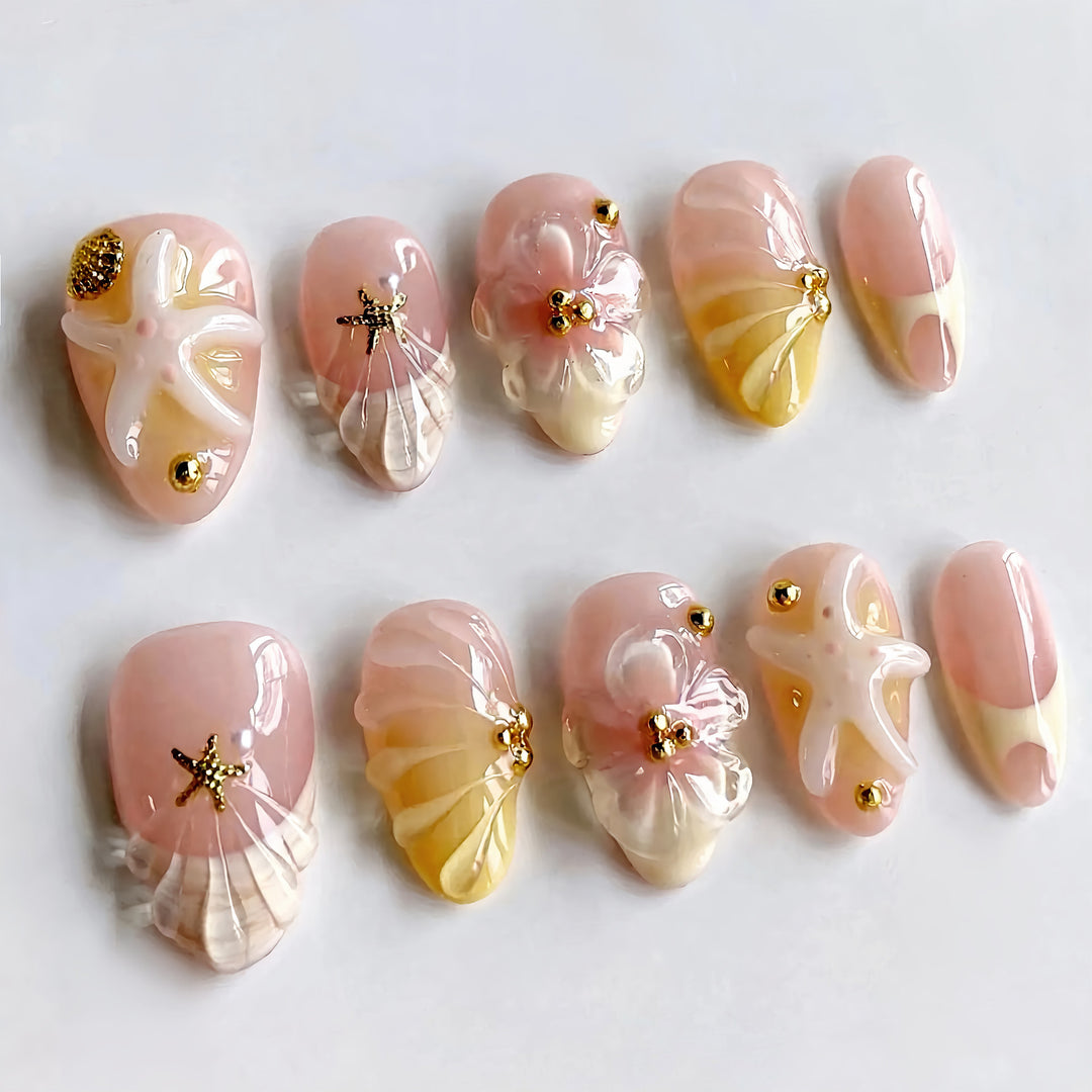 Luxury Ocean-Inspired Press-On Nail Set