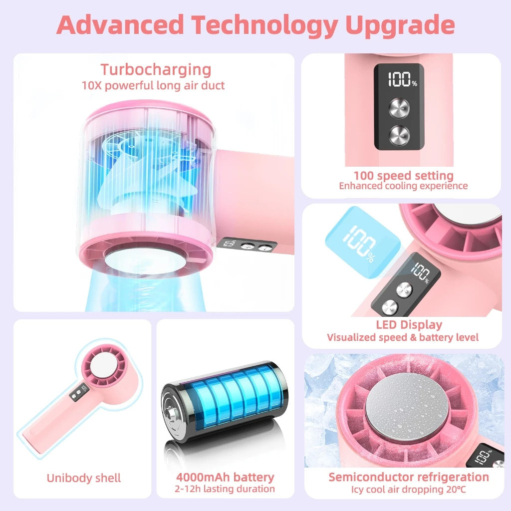 Women's Portable Turbo Hand Fan with Digital Control Kalsten