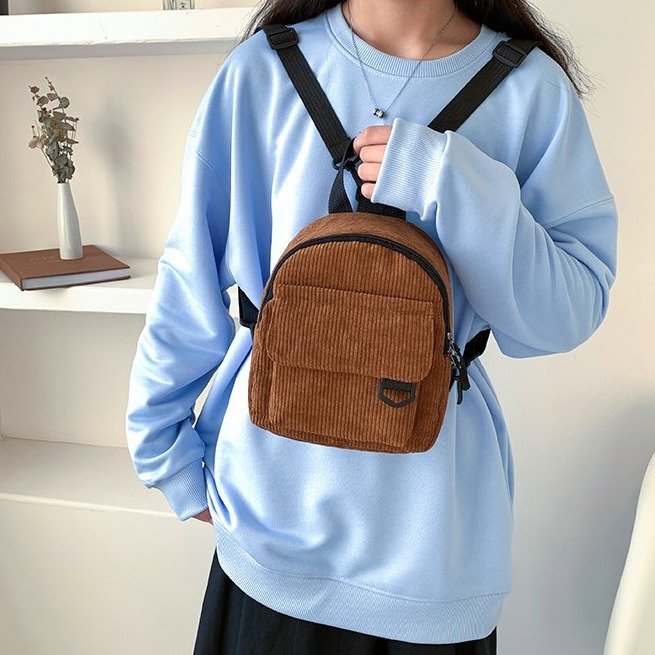 Corduroy Textured Mini Backpack Kalsten