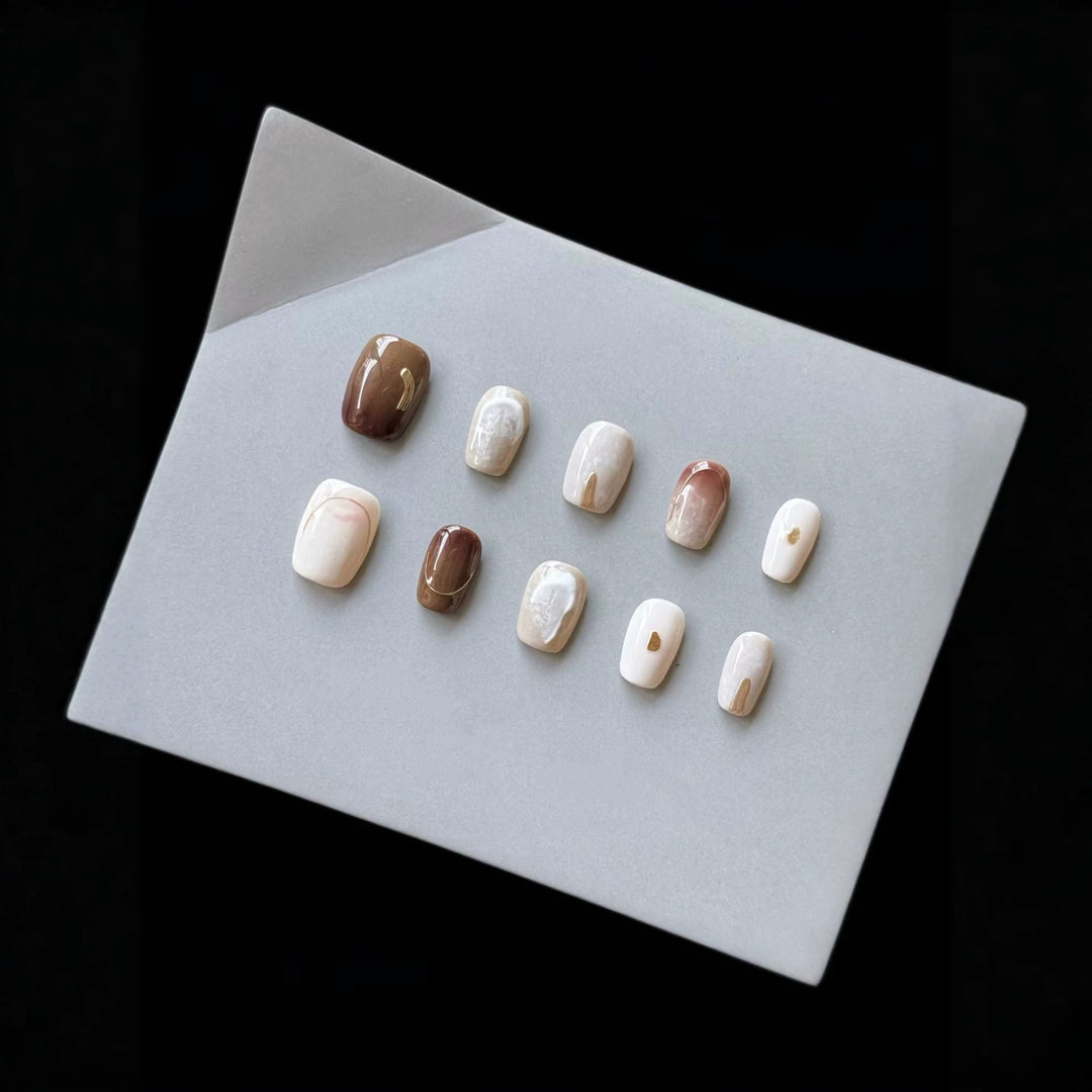 Artistic Marble-Inspired Press-On Nail Set