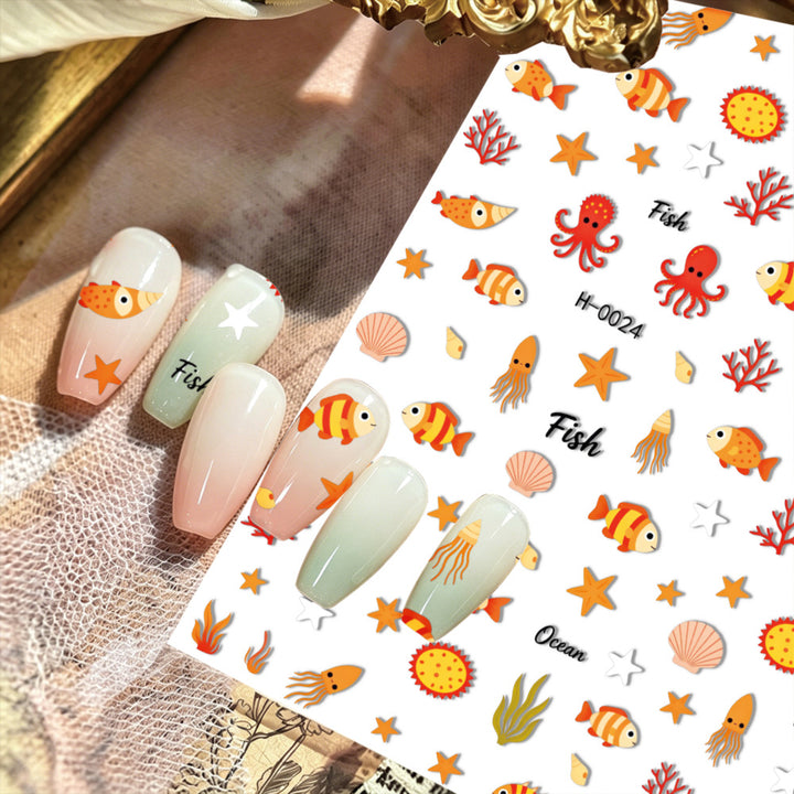 Ocean-Themed Nail Art Stickers