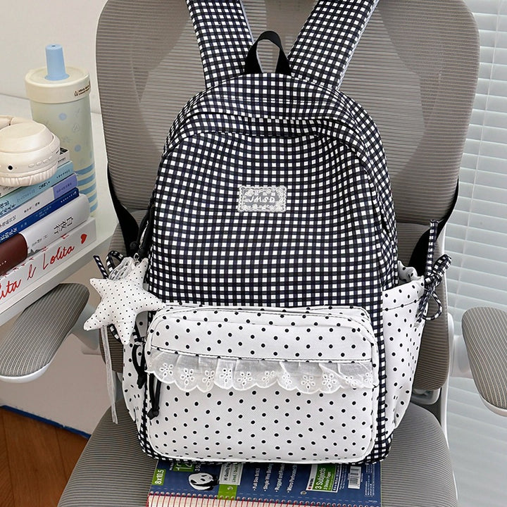 Stylish Gingham Pattern Backpack Kalsten