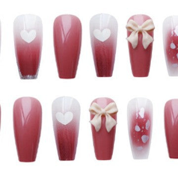 Decorative Heart-Theme Press-On Nail Art