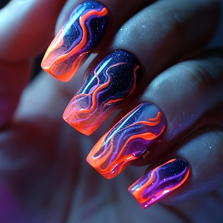 Creative Gel Nails with Luminous Wave Pattern Kalsten
