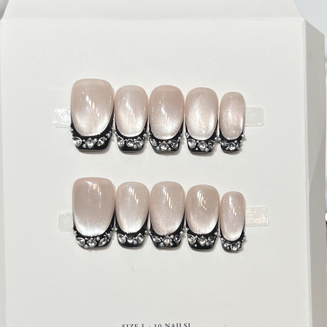 Decorative Rhinestone Tip Press-On Nails Kalsten
