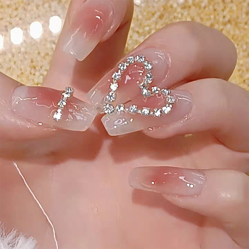 Crystal Heart Nail Art