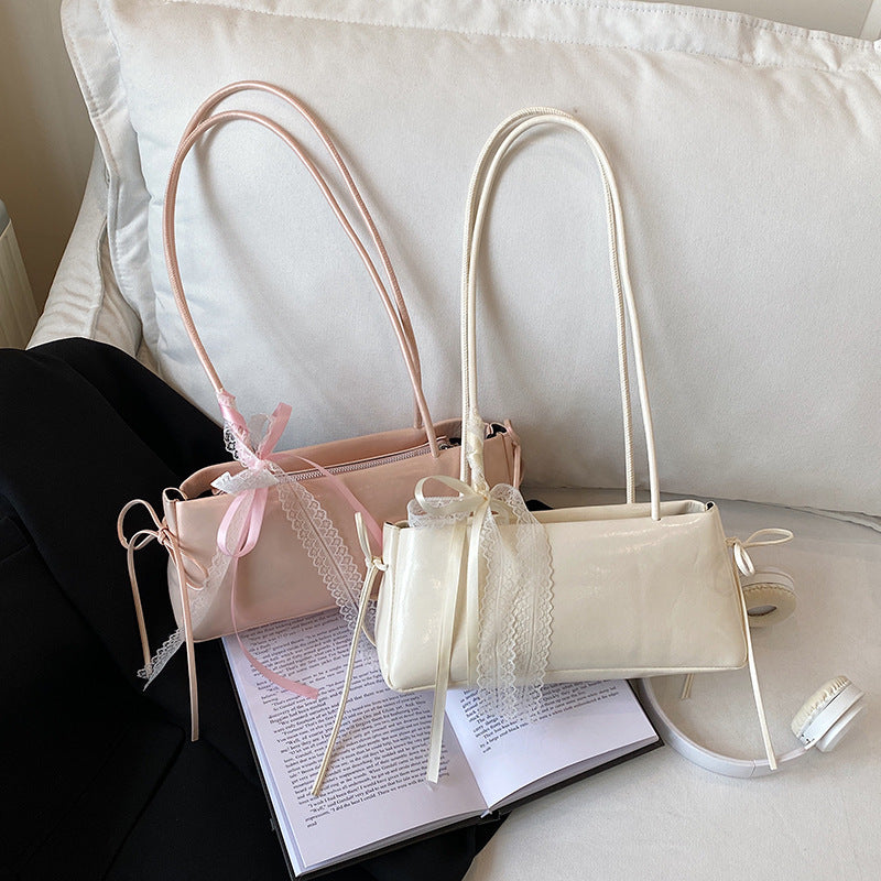 Elegant Lace-Trimmed Handheld Bag