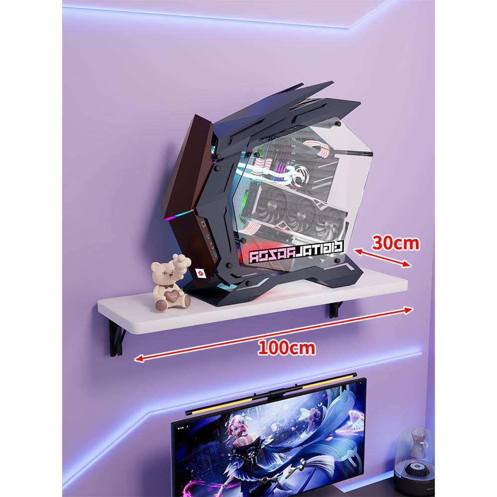 Wall-Mount Floating Shelf for Mid-Tower Gaming PC with Reinforced Brackets