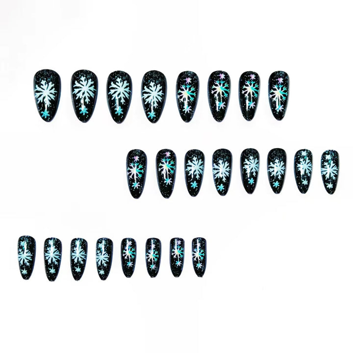 Artificial nails with shimmering snow crystal motif Kalsten