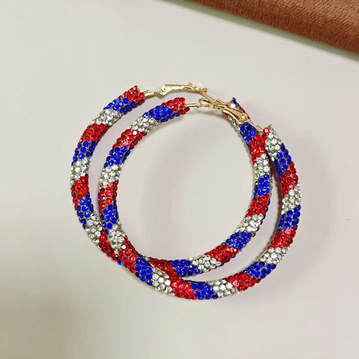 Women's handcrafted crystal pavé hoop earrings with curved tube element and clasp closure Kalsten