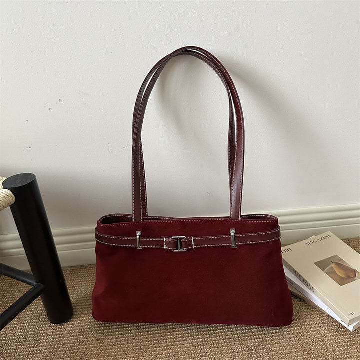 Suede Handheld Satchel