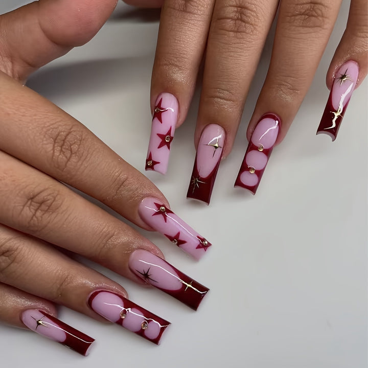 Glamorous Star-Embellished Nail Extensions Kalsten