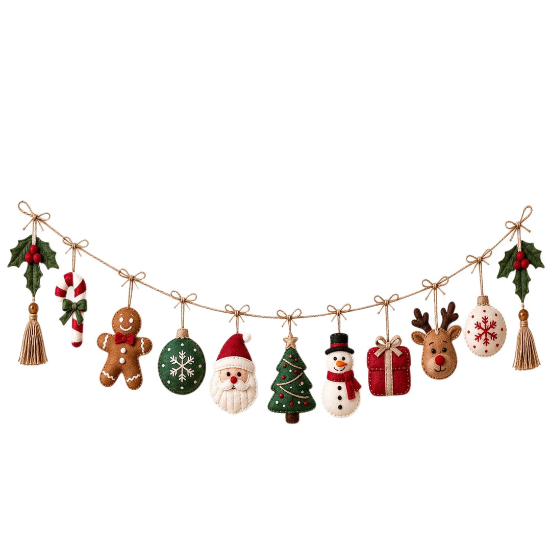 Festive Handmade Felt Christmas Garland