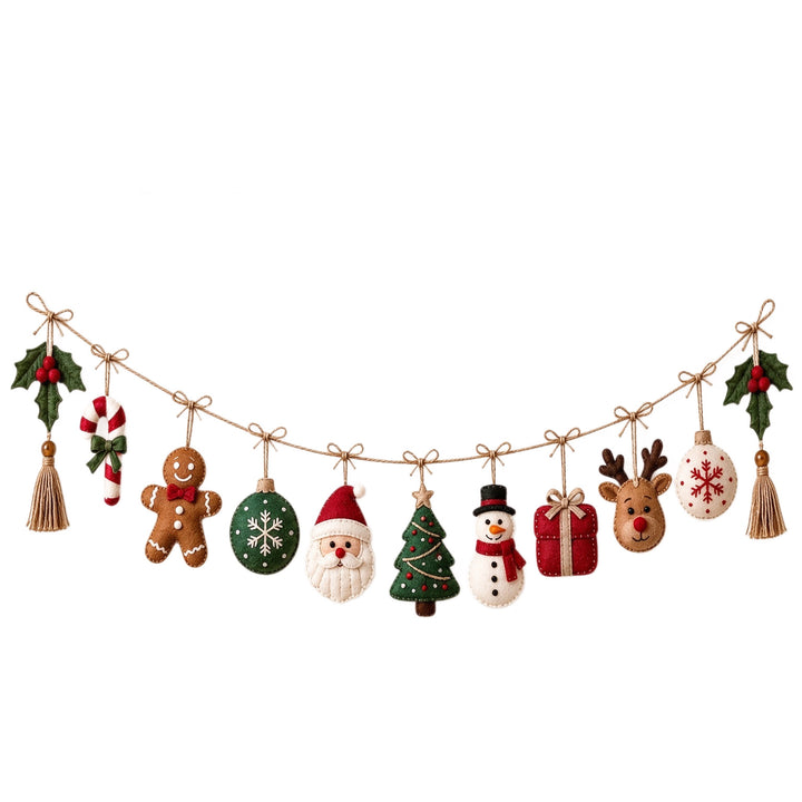 Festive Handmade Felt Christmas Garland