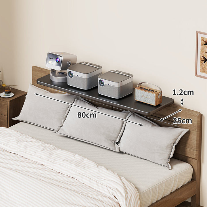 Wall-Mounted Slim Floating Headboard Shelf with Rounded Corners and Concealed Brackets