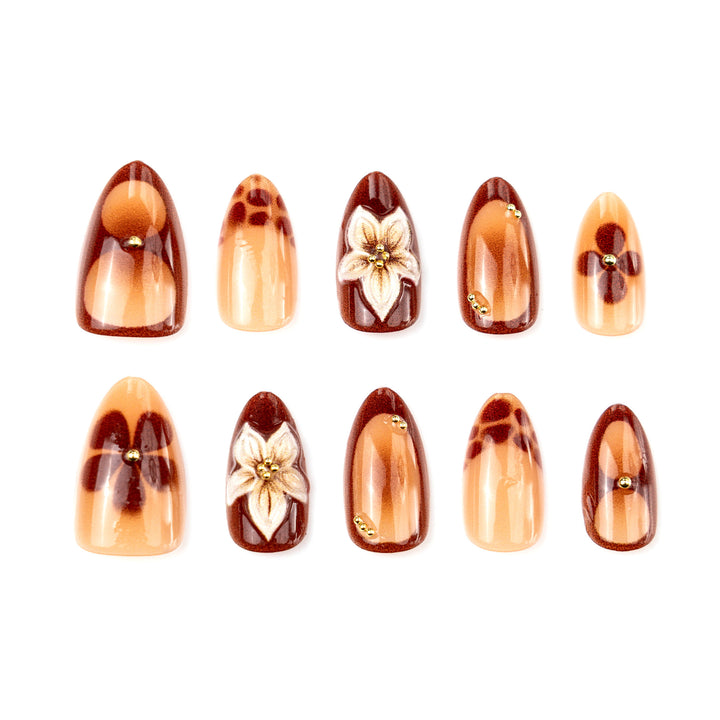 Elegant Nature-Inspired Press-On Nail Art Kalsten