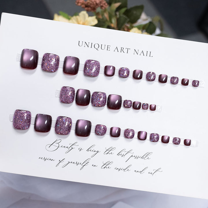 Rhinestone-Embellished Pedicure Nail Art