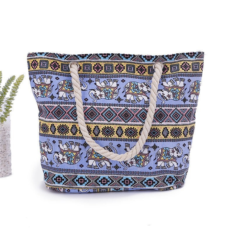 Large and Colorful Beach Bag with Mandala Pattern Kalsten