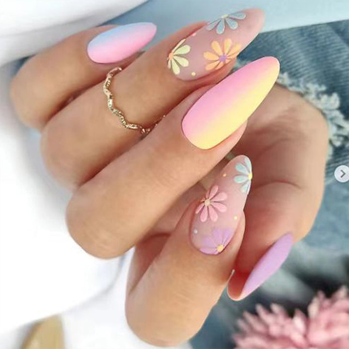 Artistic nail extensions with floral pattern Kalsten