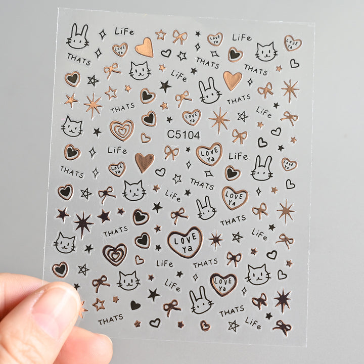 Cat-Themed Nail Art Stickers