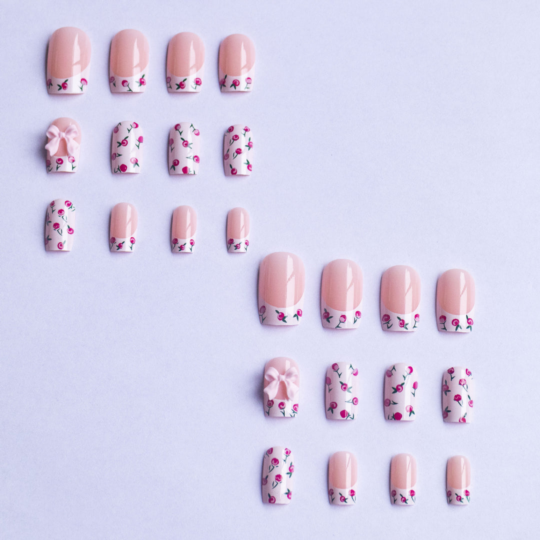 Floral Bow Nail Art