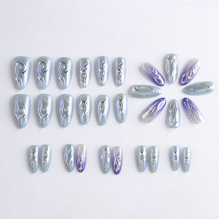 Artistic Press-On Nails with 3D Design Kalsten