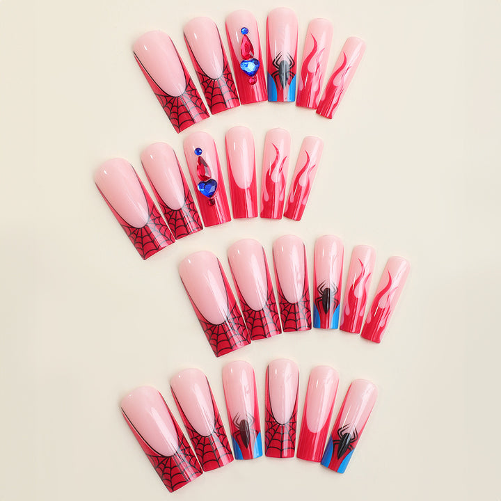Artistic Press-On Nail Set with Spider-Man Theme kalsten