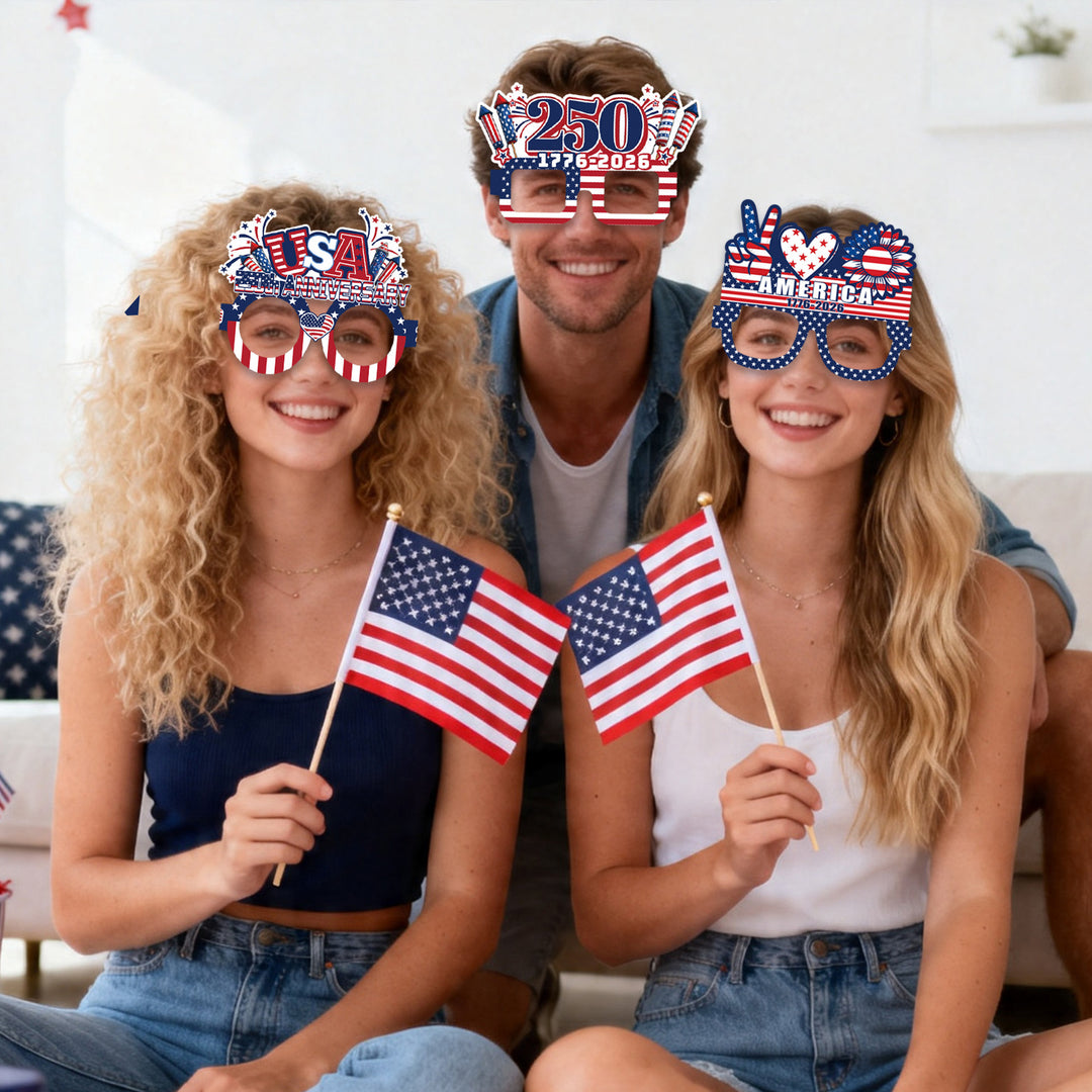 Unisex nan extravagant party glasses made of sturdy cardboard with alternating party motifs Kalsten