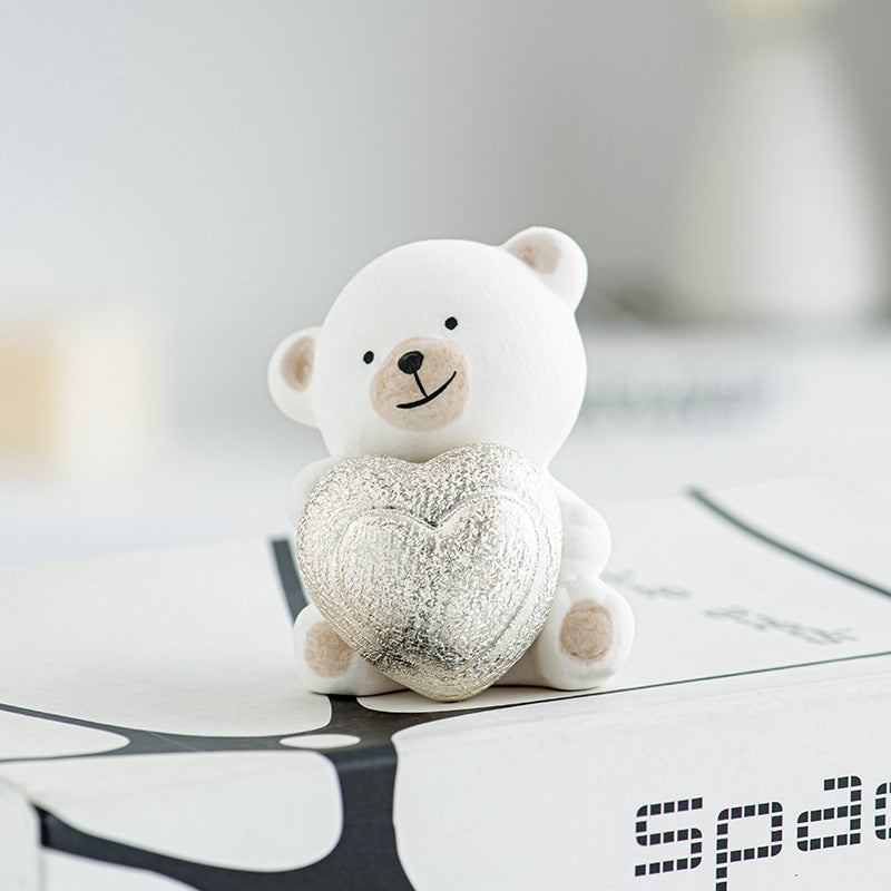 Kawaii Bear Figurine with Heart Kalsten