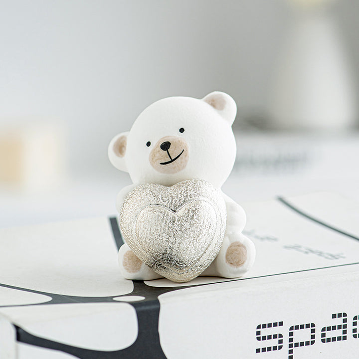 Kawaii Bear Figurine with Heart Kalsten