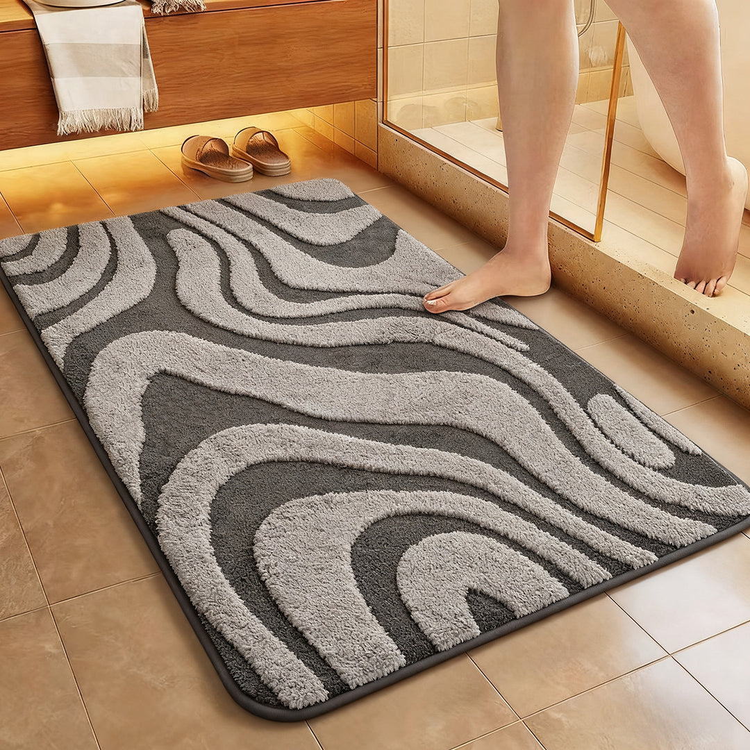 Abstract Wave Design Bath Mat Kalsten