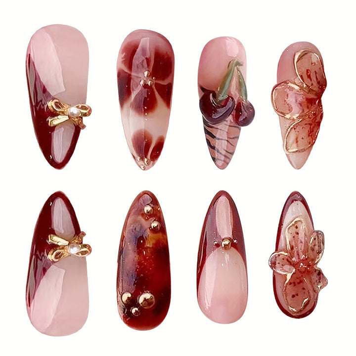 Artistic Flower-Inspired Acrylic Nail Set Kalsten