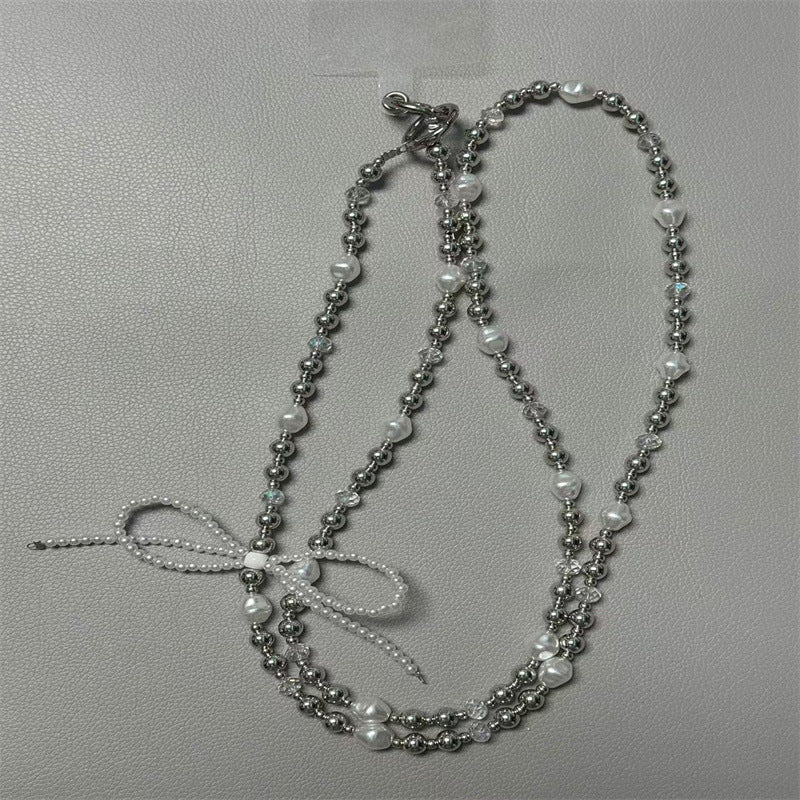 Elegant Pearl and Silver Beaded Necklace Kalsten