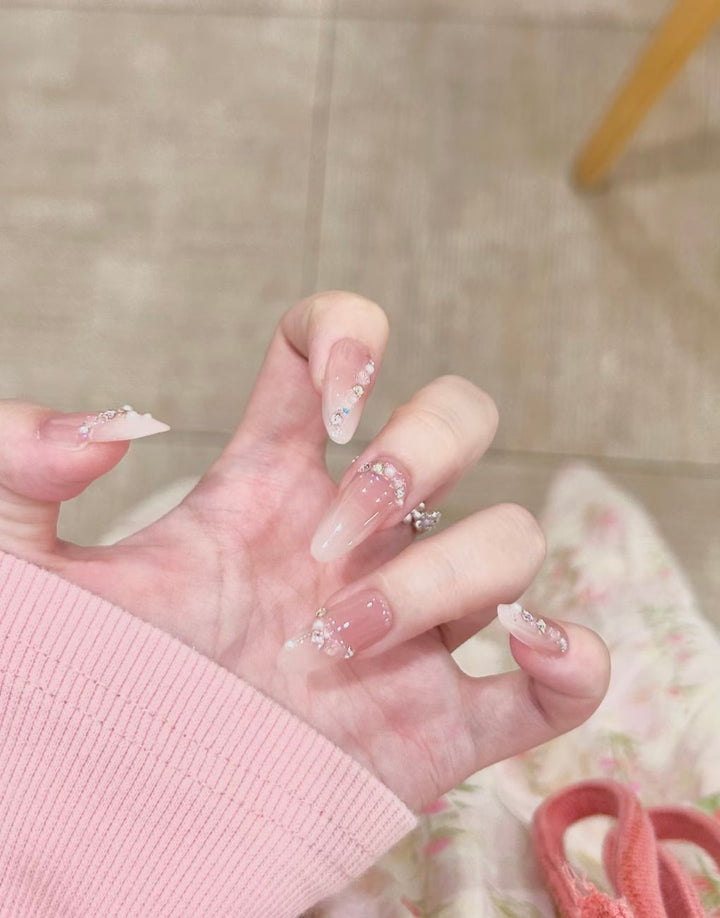 Elegant Rhinestone Accented Press-On Nail Art