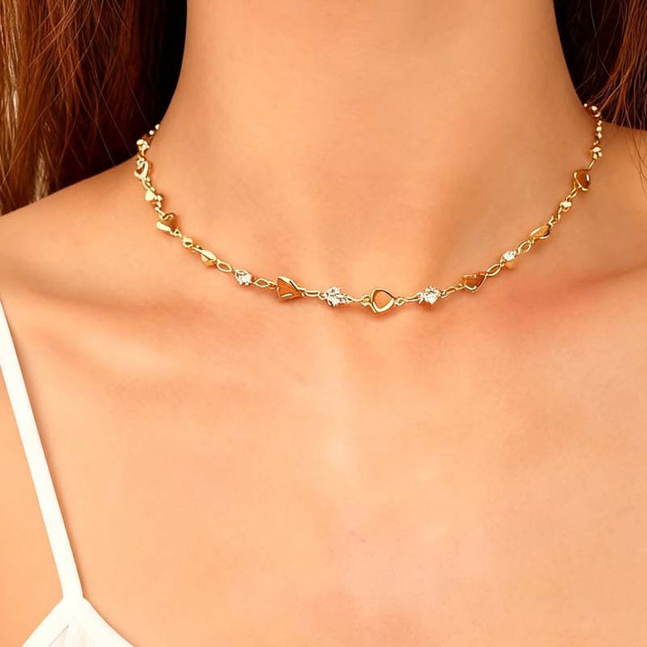 Heart-Shaped Gemstone Choker Necklace Kalsten