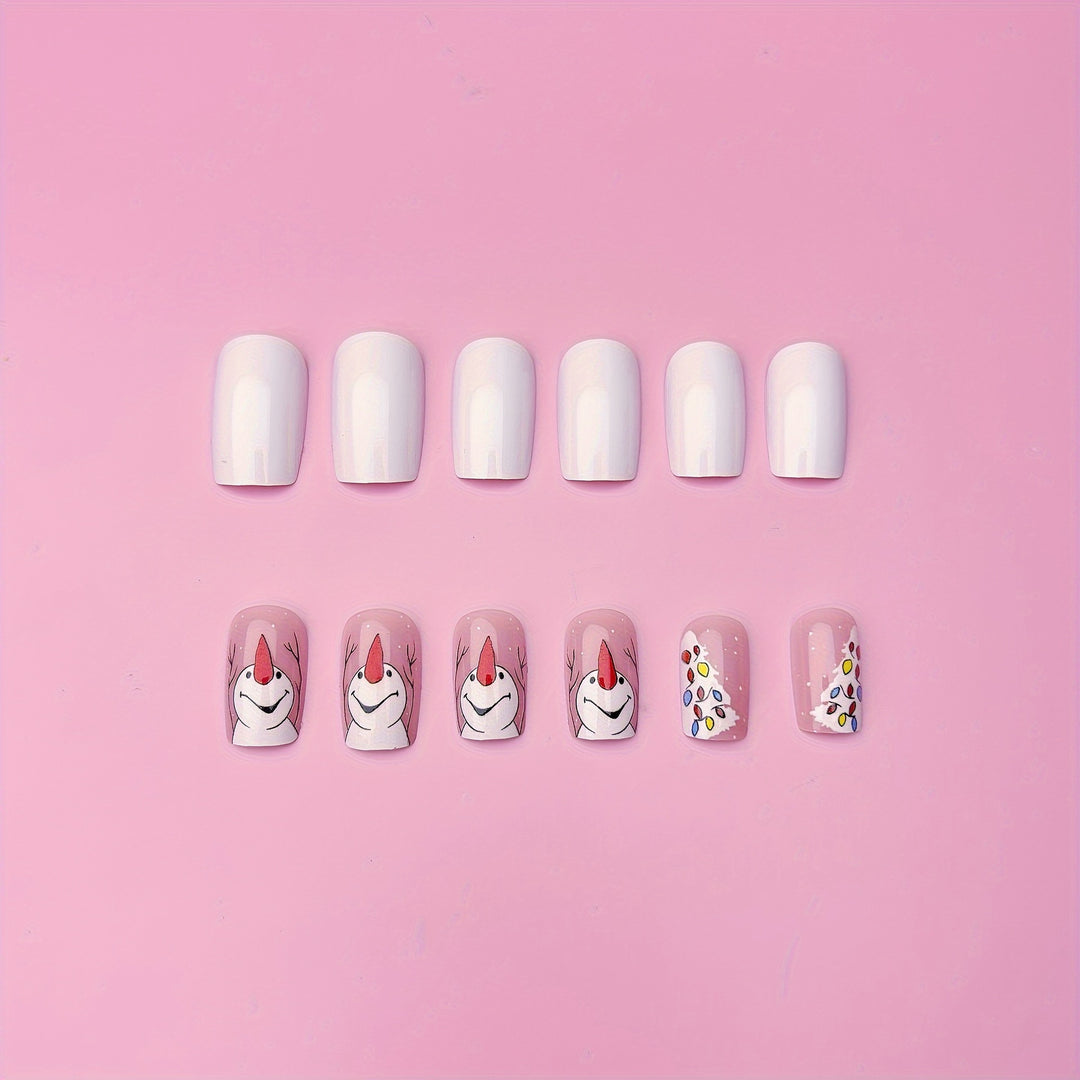 Artificial nails with Playful Festive Snowman Design Kalsten