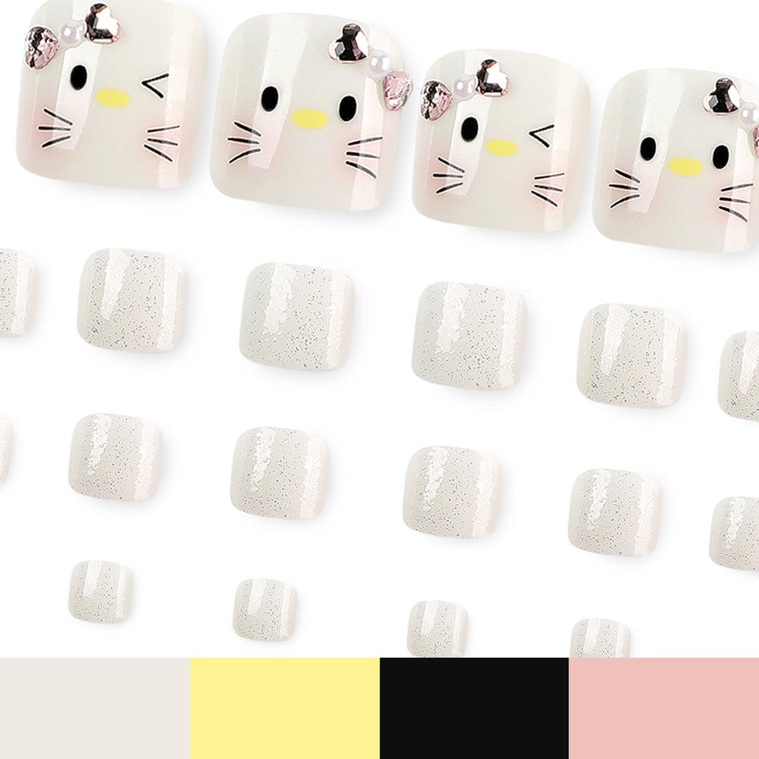 Artful toenail design with cute cat motif Kalsten
