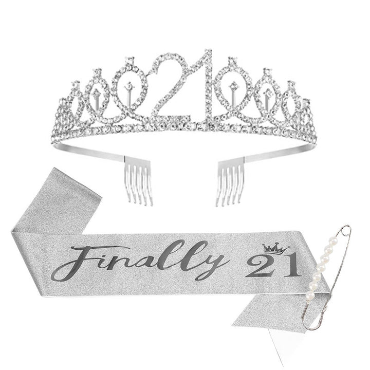 Ladies Sparkling Tiara with personalized 80th Birthday Inscription Kalsten