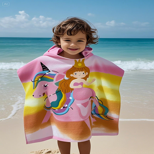 Kids' Fun Dinosaur-Themed Hooded Towel Poncho Kalsten