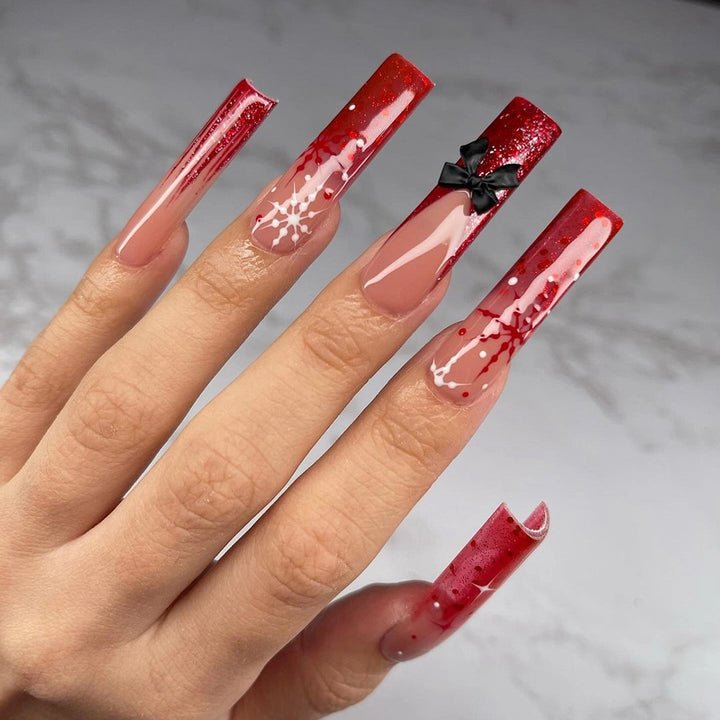 Artificial acrylic nails with glitter and Christmas design Kalsten