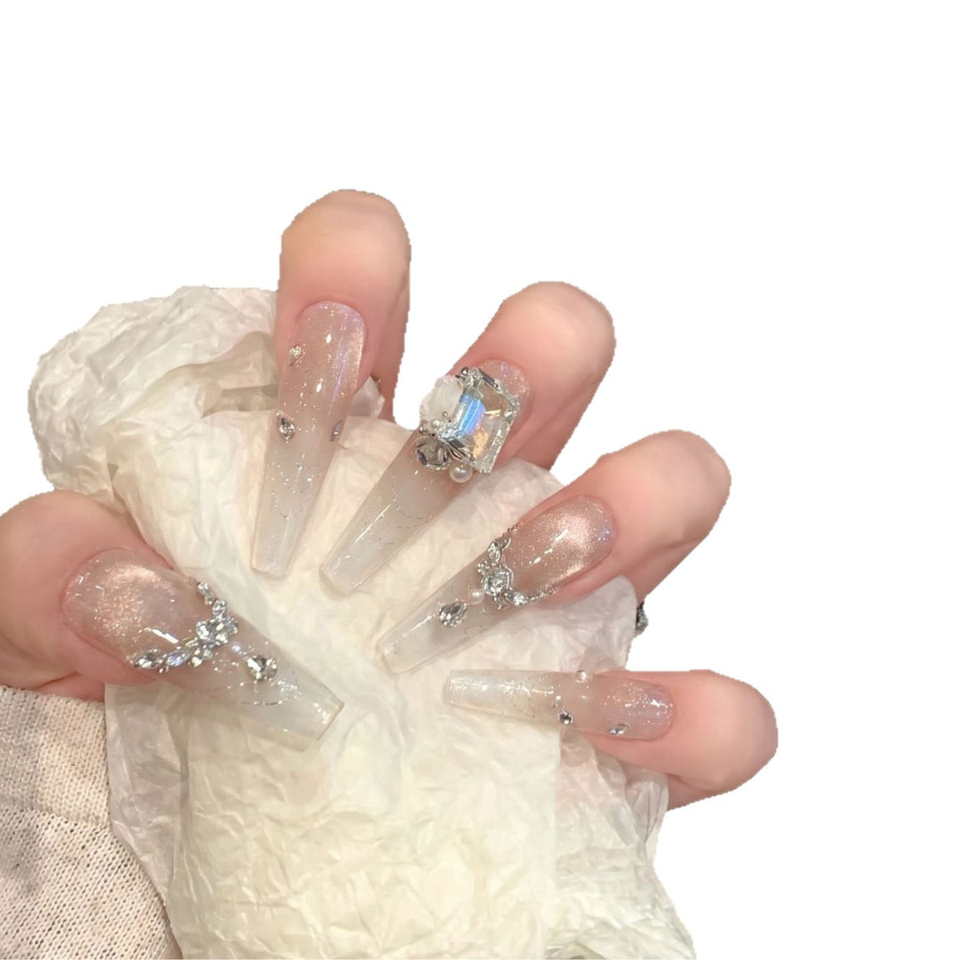 Elegant Rhinestone-Embellished Press-On Nail Set Kalsten